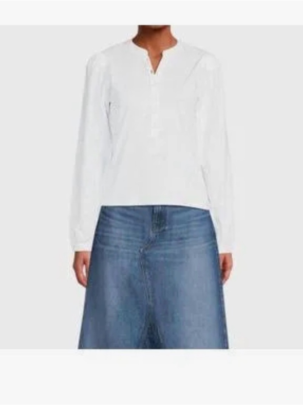 NWT Frame Femme puff sleeve Henley Top white cotton (large)
